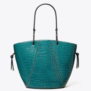 Tory Burch Spaghetti Strap Embossed Tote in Tuscan Teal